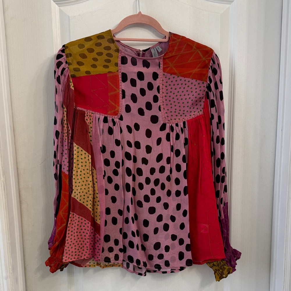 Anthropologie Patchwork Polka Dot Women's Top